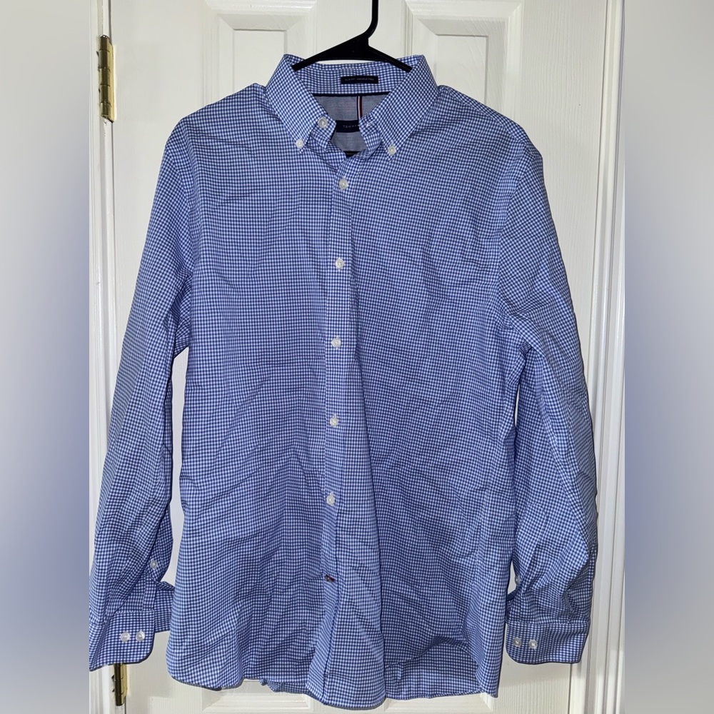 Men's Blue Checkered Tommy Hilfiger Polo